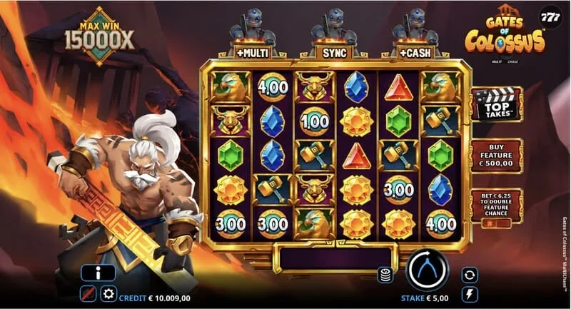Gates of Colossus MultiChase – màn hình chính với cuộn 6x5